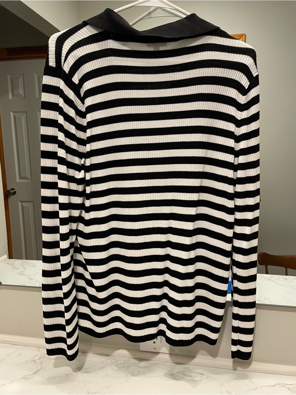 Talbots Black and White Striped Polo Ribbed Shirt - Picture 5 of 5